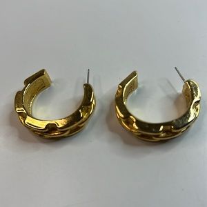 Vintage Givenchy Chunky Cuff Partial Hoop Pierced Earrings